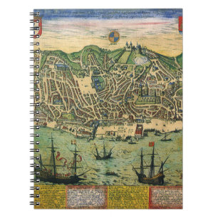 Carnet Carte antique de Lisbonne, Portugal par Braun/Hoge