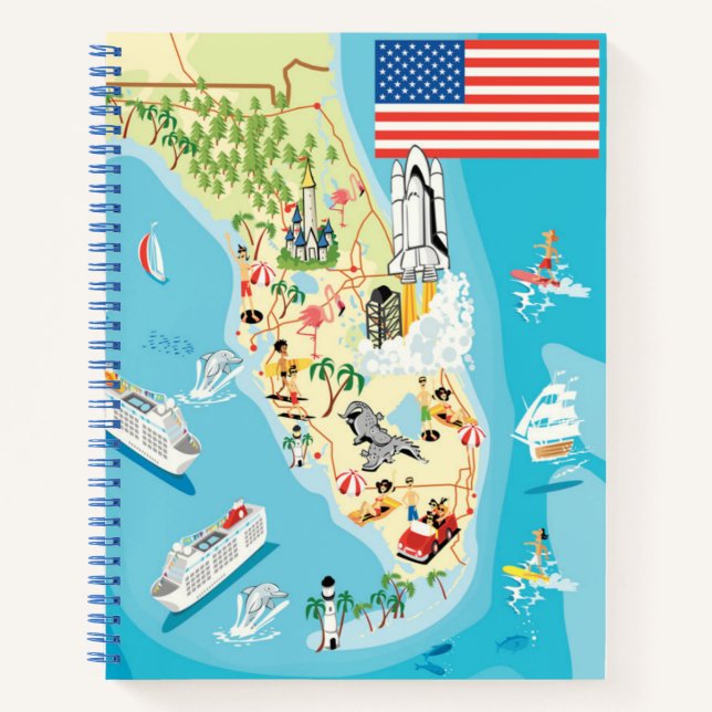 Carnet Carte de la Floride pour les enfants mignons (Devant)