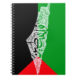 Carnet Carte de la Palestine libre et drapeau du Canada (