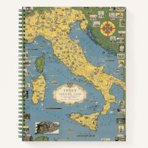 Carnet Carte de l'Italie avec la ville du Vatican