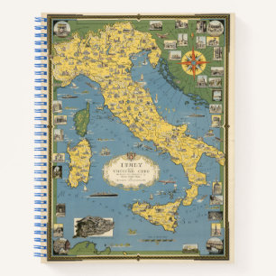 Carnet Carte de l'Italie avec la ville du Vatican