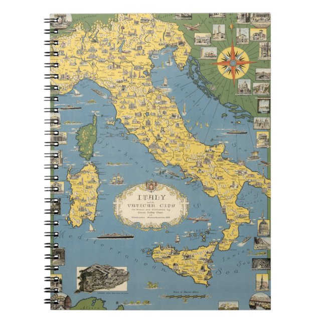 Carnet Carte de l'Italie avec la ville du Vatican (Devant)
