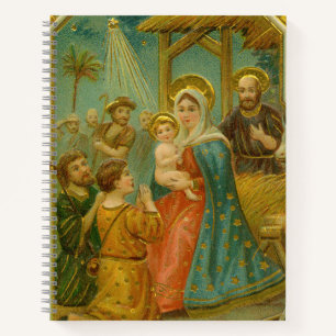 Carnet Carte de Noël de la Nativité de l'ère édouardienne
