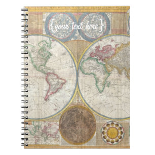 Carnet Carte de Vieux Monde dans de doubles hémisphères,
