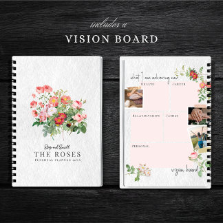 Carnet Carte de vision personnalisée Script moderne Roses