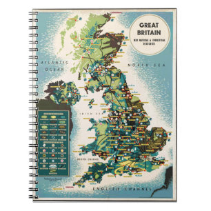 Carnet Carte des ressources de la Grande-Bretagne vintage