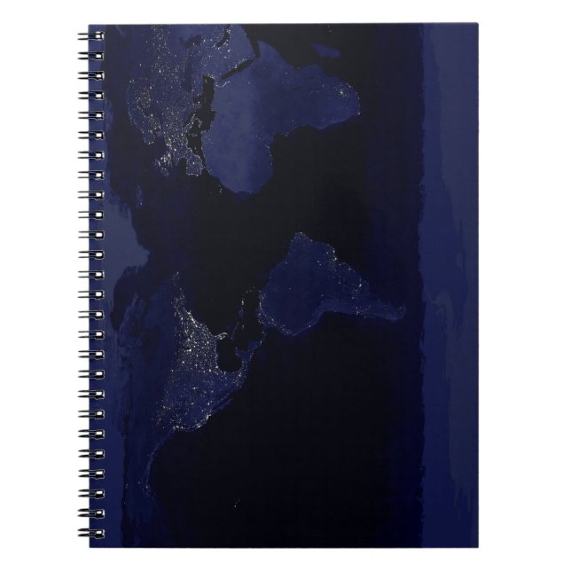 Carnet Carte du monde de la Terre Ville Lumières de nuit  (Devant)