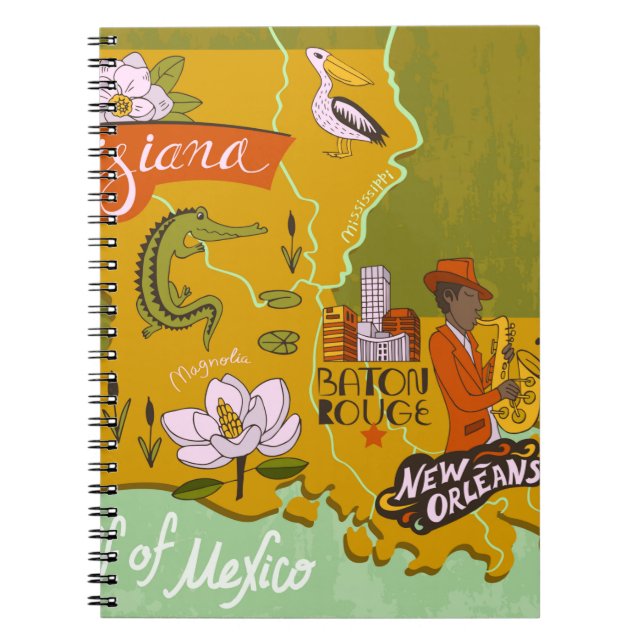 Carnet Carte illustrée de Louisiane, USA. Voyage et attr (Devant)