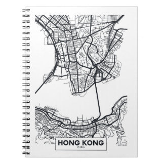 Carnet Carte noire et blanche de ville de Hong Kong,