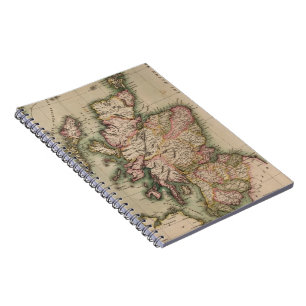 Carnet Carte vintage de l'Ecosse (1814)