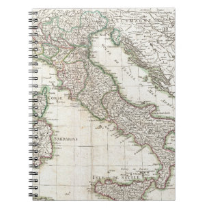 Carnet Carte vintage de l'Italie (1770)