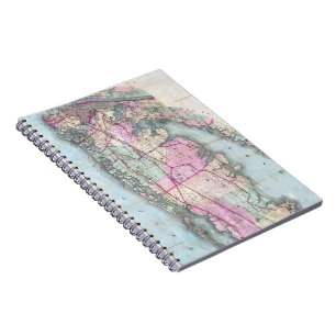 Carnet Carte vintage de Long Island (1880)