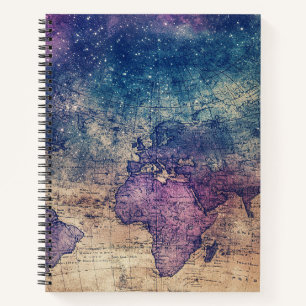 Carnet Carte vintage du monde céleste pourpre (13)