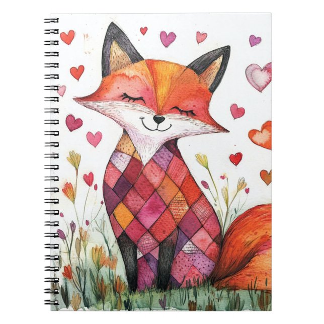 Carnet Carte Watercolor Valentine Fox (Devant)