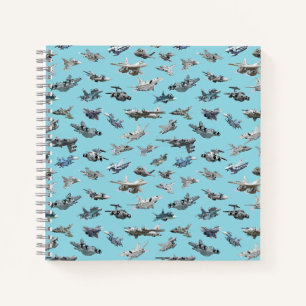 Carnet Cartographie avions militaires sans couture motif