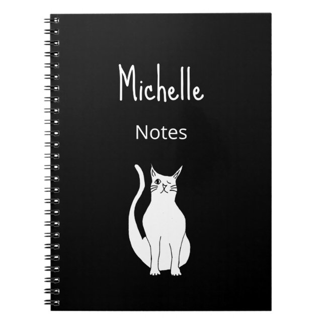 Carnet Carton de chat simple mignon Kitty noir blanc (Devant)