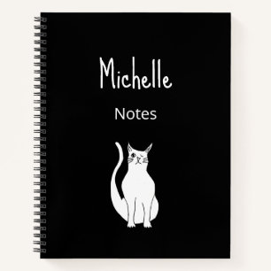 Carnet Cartoon de chat noir blanc Winking Kitty