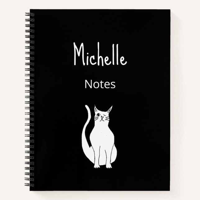 Carnet Cartoon de chat noir blanc Winking Kitty (Devant)