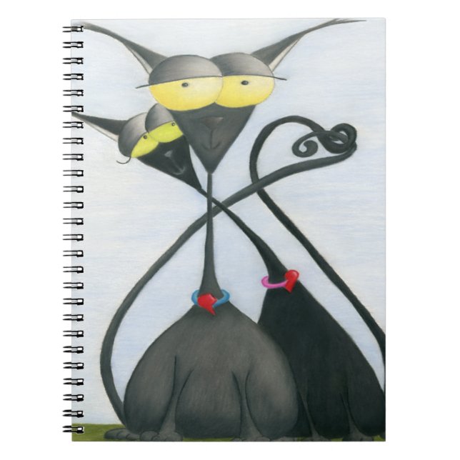 Carnet Cartoon de chats gris et noir (Devant)