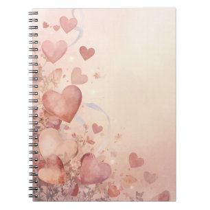 Carnet Cascade de cœurs abstraits rose poussiéreux capric