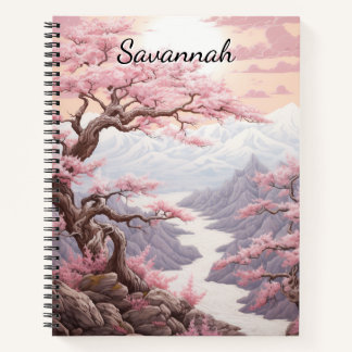 Carnet Cascade de fleurs de cerisier personnalisable 
