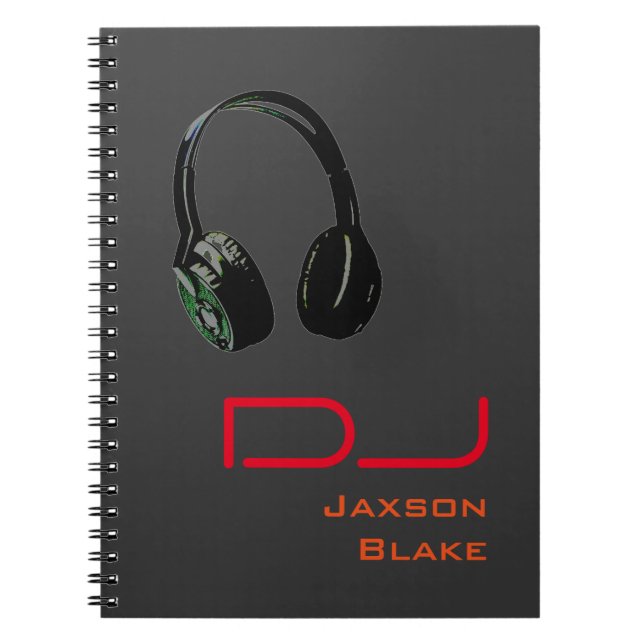 Carnet Casque Arrière - plan DJ Stylish Red Orange Grey (Devant)