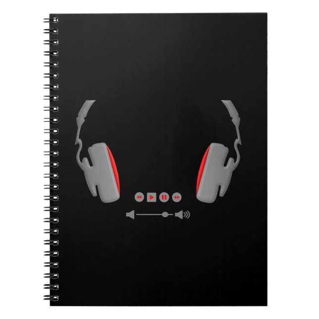 Carnet Casque avec boutons de contrôle du volume du média (Devant)