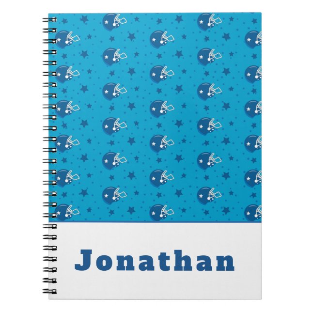 Carnet Casque de football bleu étoile garçons équipe nom  (Devant)