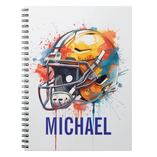 Carnet Casque de football motivationnel inspirant Nom (Devant)
