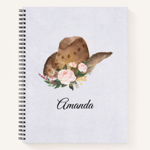 Carnet Casquette Brown Cowgirl avec fleurs roses