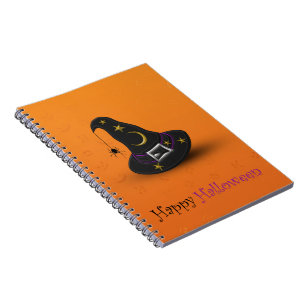 Carnet Casquette de sorcière de Halloween avec l'araignée