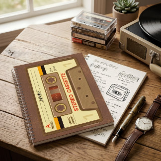 Carnet Cassette audio rétro des années 90 avec nom