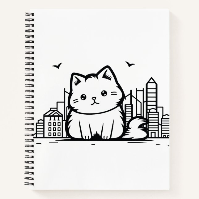 Carnet Cat Cityscape Furry Cute Vector Graphique (Devant)