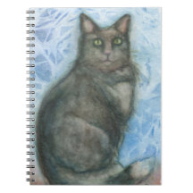 Cat yeux verts bloc-notes noir kitt yeux verts