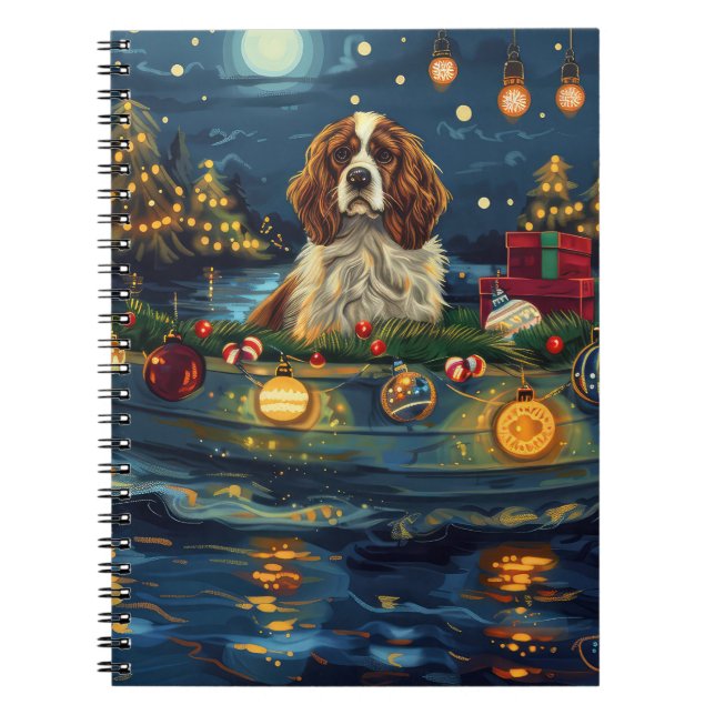 Carnet Cavalier King Charles Noël Festive Voyage (Devant)