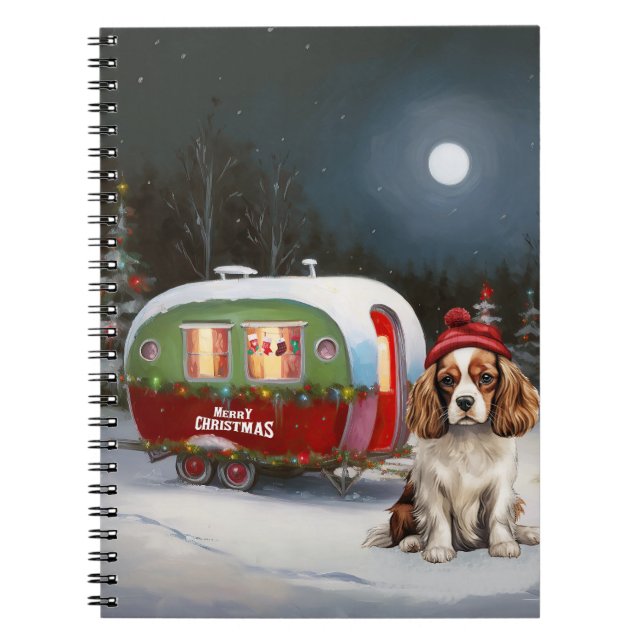 Carnet Cavalier King Charles Spaniel Caravane Noël (Devant)