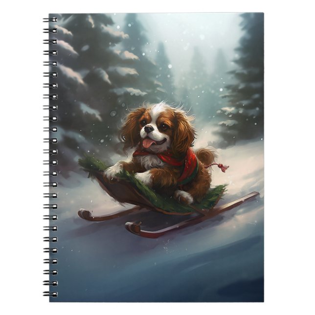 Carnet Cavalier King Charles Spaniel neige de Noël (Devant)