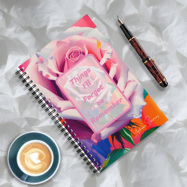 Carnet Ce que j'oublierai de rose florale rose (Créateur téléchargé)