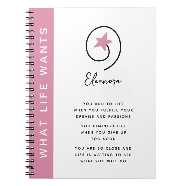 Carnet Ce que la vie veut Citation Motivationnelle rose (Devant)
