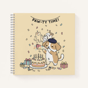 Carnet Célébration de dessin animé de chien jaune festif