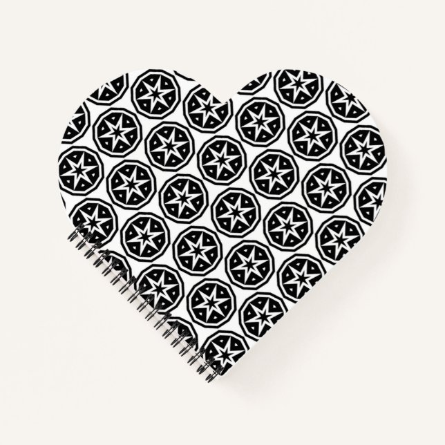 Carnet Cercle Stars motif noir blanc (Devant)