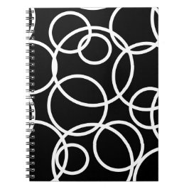 Carnet Cercles blancs géométriques Noir moderne Abstrait