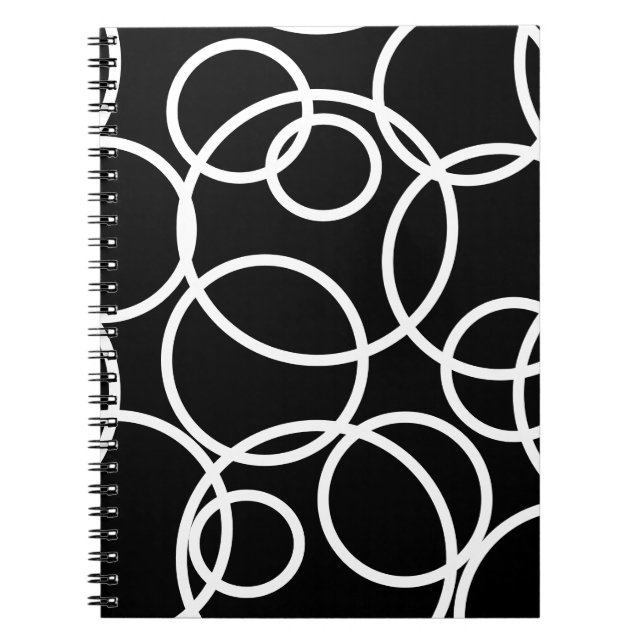 Carnet Cercles blancs géométriques Noir moderne Abstrait (Devant)