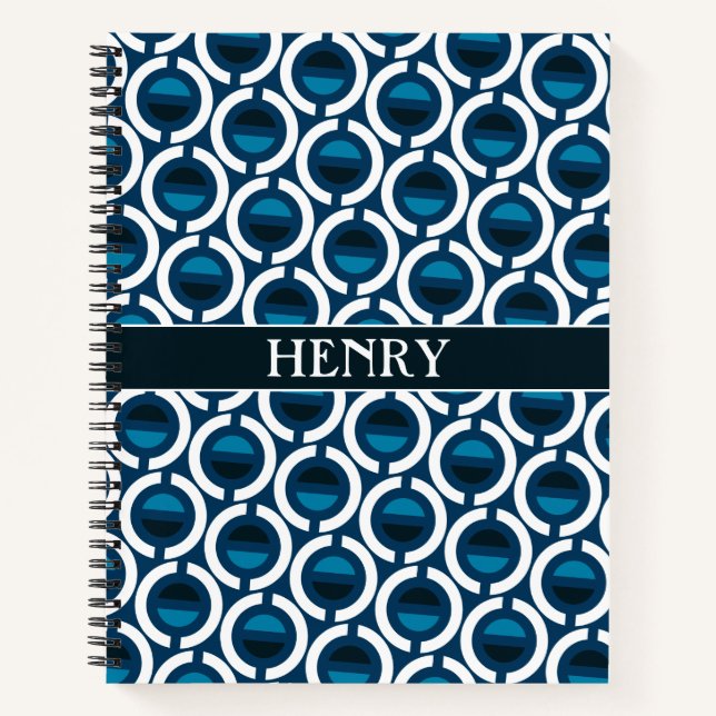 Carnet Cercles Bleu Blanc Motif minimal (Devant)