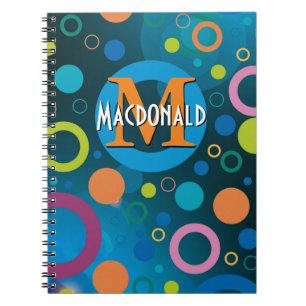 Carnet Cercles Colorés Taches Anneaux Personnalisés BLEU
