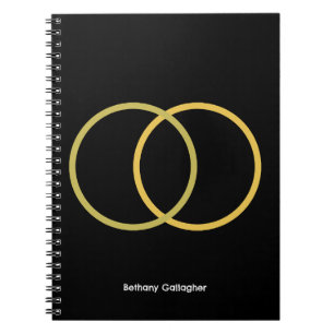 Carnet Cercles d'or en noir - minimaliste personnalisé