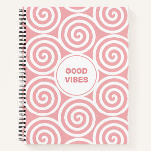 Carnet Cercles en spirale abstraits en rose clair et blan