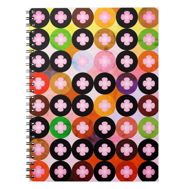 Carnet Cercles multicolores cool et Cloches roses (Devant)