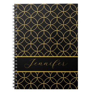 Carnet Cercles Personnalisés Noir & Or Luxueux