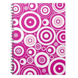 Carnet Cercles rétro concentrés rose et blanc